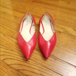 Massimo Dutti Red Leather Ballerina Flat Size 9.